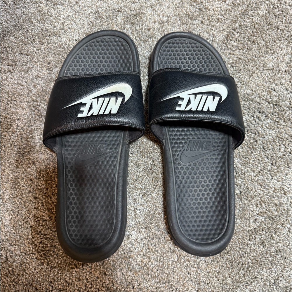 Nike Black and White Slide Sandals